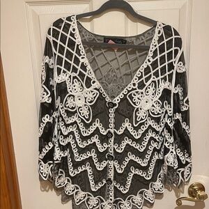 Pretty Angel Black and White Lace Blouse